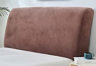 Bed Headboard Slipcover Protector, Stretch Bed Head Cover Velvet Thicken Elastic All-Inclusive Bedside Decoration Protection Dust Cover for King/Double Size Beds,Brown-180~190cm