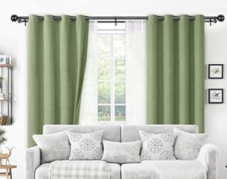KAMANINA 1 Inch Double Curtain Rods for Windows 72 to 144 Inches (6-12 Feet), Black Heavy Duty Double Curtain Rod, Telescoping Drapery Rod with Netted Texture Finials