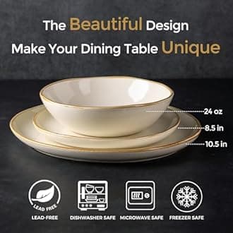 AmorArc Ceramic Dinnerware Sets,Handmade Reactive Glaze Stoneware Plates and Bowls Sets,Highly Chip and Crack Resistant | Dishwasher & Microwave Safe Dishes Set, Service for 4 (12pc)