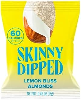 SkinnyDipped Lemon Bliss Almonds, Mini Snack Packs, Chocolate Covered Almonds, Low Sugar, Gluten Free, Healthy Snack, 24 Count