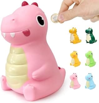 Dinosaur Piggy Bank for Kids,Large Dino Money Box for Boys and Girls as Birthday Enrollment Baptism Birth Gifts (Pink)