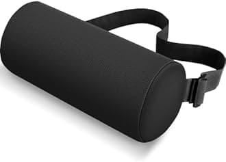 CushZone Lumbar Roll Support Pillow for Office Chair, Car, Gaming Chair, Memory Foam Back Cushion with Washable Cover for Relieving Back Pain & Improving Posture,Black