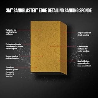 3M P60 SandBlaster Coarse Dual Angle Sanding Sponge for Paint Stripping, 9558 - (Pack of 1)