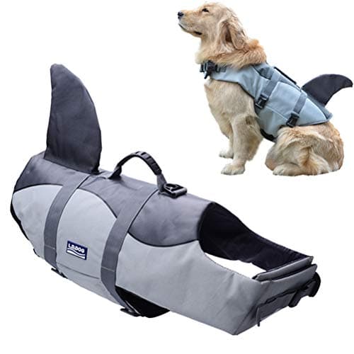 KOOLTAIL Dog Life Jacket - Safety Pet Adjustable Float Vest Pool Swimsuit Shark Style with Soft Handle for Summer Outdoor Swimming