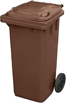 Brown 120 ltr Wheelie Bin - Half Size Household Wheelie Bin (For Many Councils) - Tough & Durable - For All Your Outdoor Rubbish & Recycling - EN840 Certified & Tested