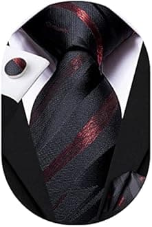 Hi-Tie Mens Paisley Tie Handkerchief and Cufflinks Silk Necktie For Men