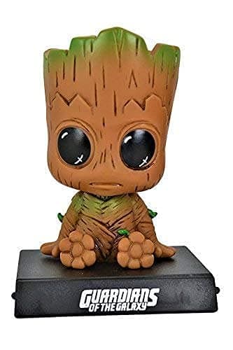 Groot Bobble Head For Car Dashboard With Mobile Holder Polyvinyl Chloride Action Figure Toys Collectible Bobblehead Showpiece For Office Desk Table Top Toy ,Multicolor,12 X 9 cm