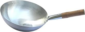 Traditional Carbon Steel Pow Wok with Wooden and Steel Handle-Parent (Iron Wok-13.5Inch)