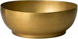 Serene Spaces Living Lightweight Antique Brass Decorative Bowl - Elegant Potpourri Catchall for Diwali Home Décor, Entryway and Dining Table, 2.75" Tall & 8" Diameter