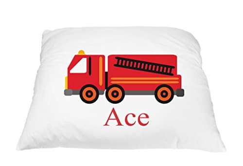 Personalized Red Firetruck Pillowcase Microfiber Polyester Standard 20 by 30 Inches, Fire Truck Toy Design, Custom Pillowcase for Kids, Fire Truck Decor, Pillow Covers for Allergies, Firefighter Gift