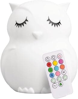 Lumipets Remote Control Silicone Night Light for Kids - Owl Design with 9 Soft Colors & Sleep Timer - Rechargeable, Battery-Operated Lamp for Bedroom | Baby Nursery, Toddler, Girls, Boys