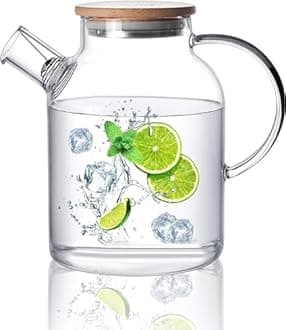 HEJISUN Glass Teapot with Removable Filter Spout and Bamboo Lid, Stovetop Safe Tea Pot,Clear Glass Tea Pot for Loose Leaf, Blooming Tea (1500Ml)(Pack of 1)