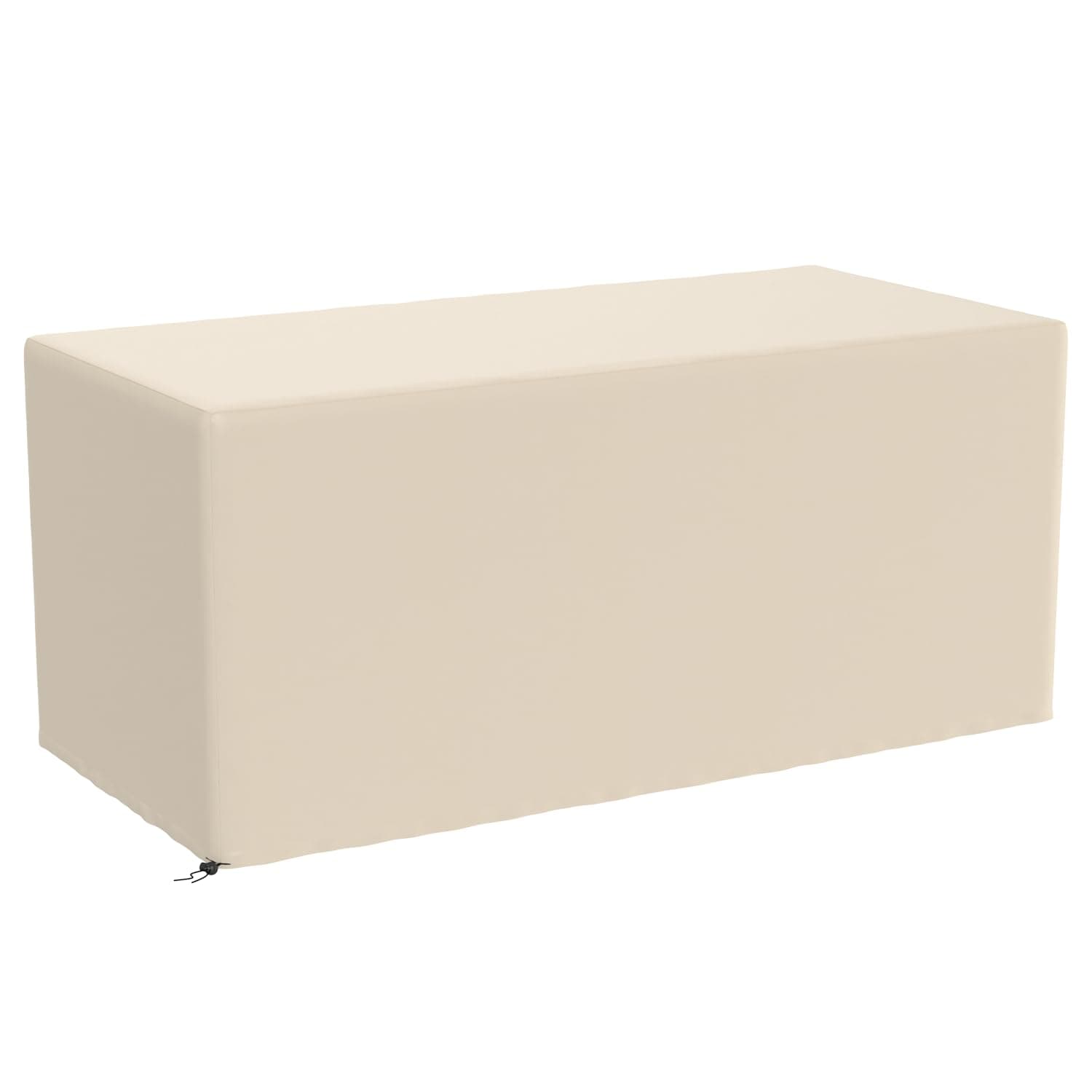 Patio Coffee Table Cover, Waterproof Rectangular Outdoor Dining Table Cover with Adjustable Cord Lock 600D Heavy Duty Oxford Cloth (Khaki, 63"W x 30"D x 28"H-1Pack)