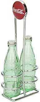 TableCraft Coca-Cola CC339N Salt and Pepper Shaker Set with Chrome Plated Metal Rack