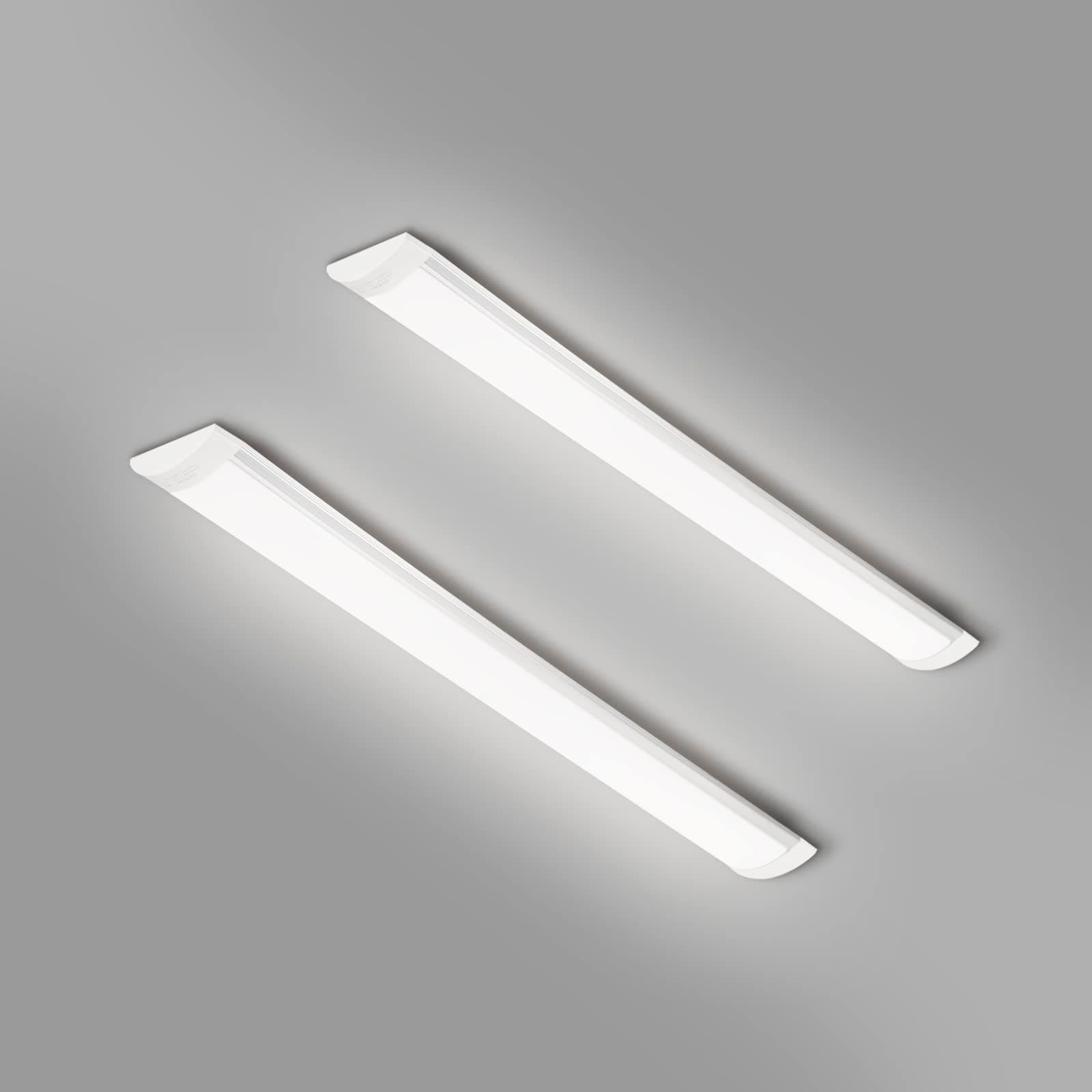 2 Packs 2FT LED Batten Light, Ultra-Thin Ceiling Surface Mounted Light, 20W, Day Light 4000K, IP20, LED Ceiling Lamp for Garage, Shop, Hallway, Office, Market