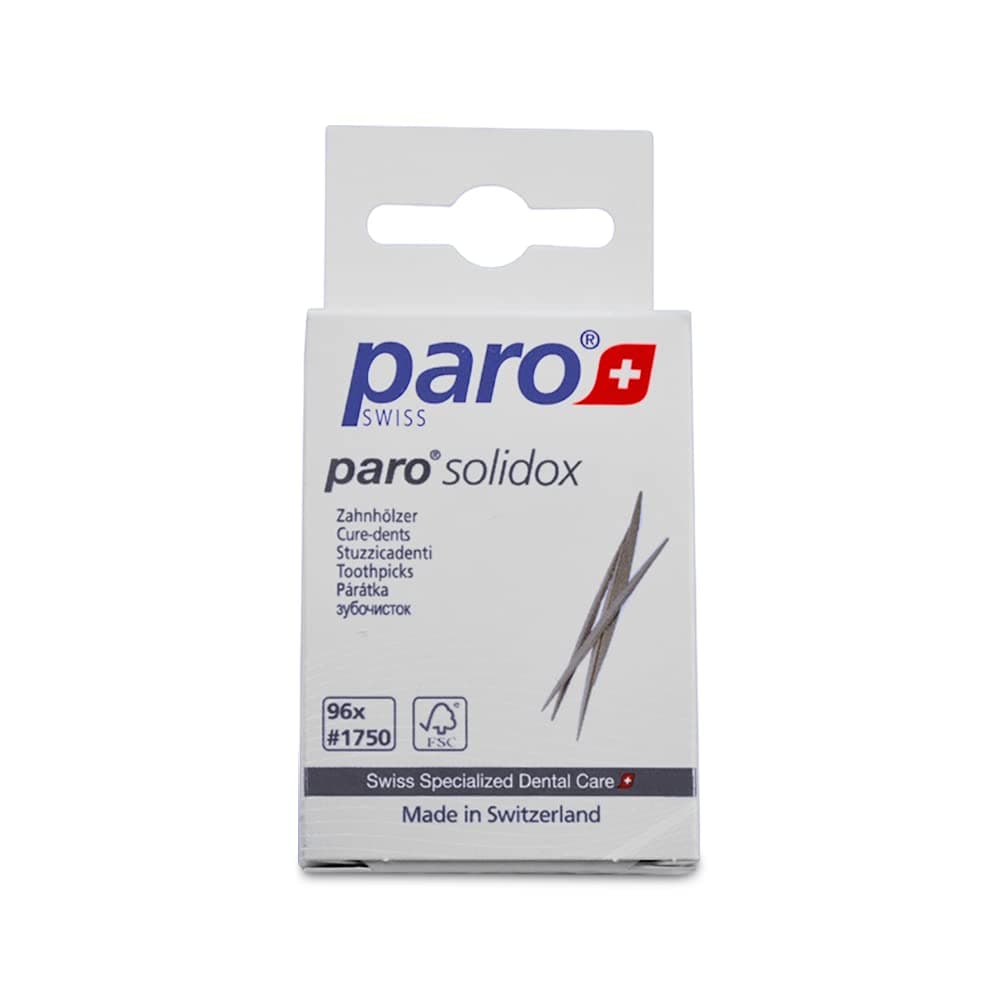 Paro 71750 Solid Stuzz DPP P | Double Pointed Wooden Toothpicks | Medium Interdental Toothpick | 96 Pieces of Wooden Sticks