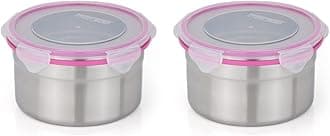 STEELLOCK Stainless Steel Airtight Container with Lid | Leakproof, BPA-Free, Durable Kitchen Storage | Multipurpose Food Storage Containers for Kitchen | SL-1402-set of 2, 1150ml each, Pink