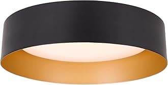 Bargeni Flush Mount Ceiling Light,12.5 inch LED Ceiling Light Fixture,Matte Black with Gold Inside,3000K/Warm White/18W(100w Equiv.),Dimmable Outdoor Lighting Fixtures Ceiling for Bedroom and Hallway