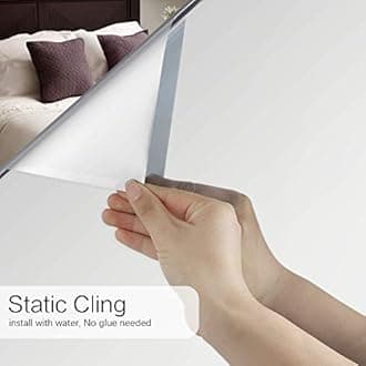 Volcanics One Way Window Film Privacy Film for Glass Windows, Heat Reflective Mirror Window Tint Film Home, Anti Glare Static Cling Window Stickers, Silver 60 x 200CM