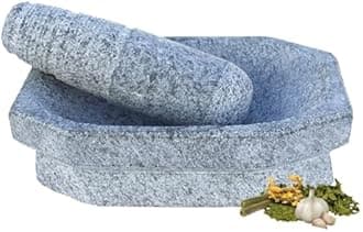 Mortar and Pestle Set - 8" Inch Kalvam Stone Masher, Khalbatta, Kharal, Musal Traditional Herbal Grinding Stone Herbs Spices Kalvam Masher Herbal Spice Grinding