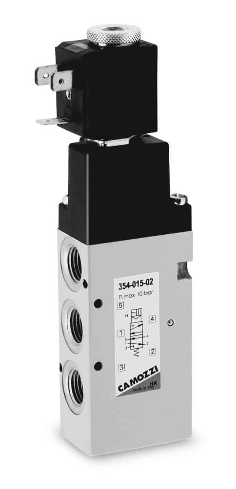 Camozzi 358-E15-02 Electro pneumatic Valve, 5/2", 1/8", Solenoid Spring Ext Pilot