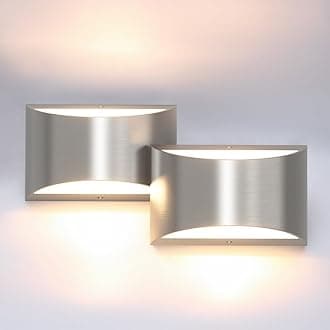 Aipsun Nickel Modern LED Wall Sconce Hardwired Indoor Wall Lights Set of 2 Up and Down Wall Mount Light for Living Room Bedroom Hallway Corridor Conservatory Warm White 3000K(with G9 Bulbs)