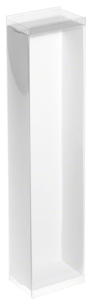 DollSafe Clear Folding Display Box with White Liners and Black Elastic Stabilizers for 11-12 inch Fashion Doll, 3" W x 2" D x 12.5" H, Pack of 6