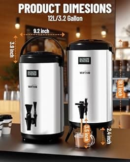 WantJoin Insulated Beverage Dispenser-75 Cup Hot&Cold water Urn for Catering-Stainless Steel Premium 12 L/3.2 Gallon Hot Drink Dispenser with Spigot for Coffee & Hot tea,Cold Milk,Water,Juice(Silver)