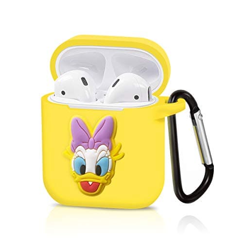 Dolopow Case Compatibility for AirPods Case, Transparency Plastics Protective Cover Front LED Visible for AirPods Charging Case 2 &1 (Disney Daisy)