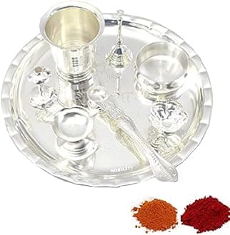 Nobility Silver Plated Pooja Thali Set 8 Inch