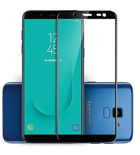 tingtong full glue, full coverage edge to edge full screen coverage 5d tempered glass screen protector for samsung galaxy j6 (black)