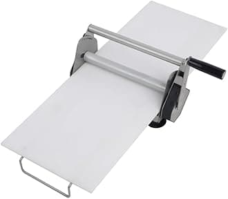 Compact Manual Dough Sheeter, Stainless Steel Dough Roller Machine, Adjustable Thickness Settings, for Making Bakery Puff Pastry Dough (15")
