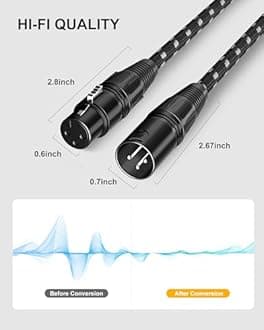 Long XLR Cables 30ft 2 Pack, Nylon Braided XLR Extension Microphone Cable, OFC Shielded and Balanced Male to Female Mic Cord for Preamp Recording Mixer Amplifie Speaker Black