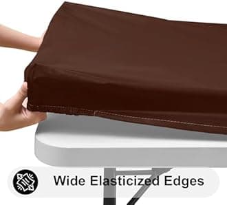 Smiry Rectangle Tablecloth - Elastic Vinyl Tablecloth with Flannel Backing for 8ft Folding Tables Waterproof Wipeable Table Cover for Indoor, Outdoor, Picnic and Camping (Coffee,