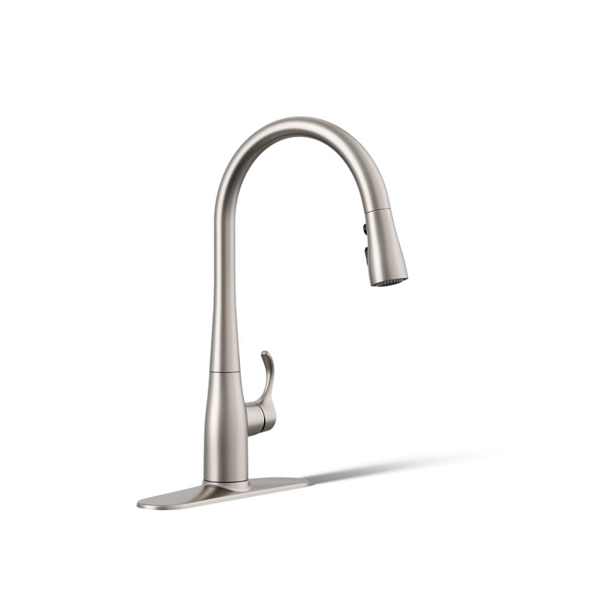 - 596-VS Simplice Kitchen Sink Faucets with Pull Down Sprayer, 3-Spray Design, Vibrant Stainless Kitchen Faucets, High Arch