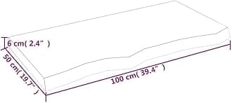 vidaXL Bathroom Countertop in Light Brown - Solid Oak Wood with Live Edge Design - Versatile Use as Vanity Top or Shelf - 39.4"x19.7"x(0.8"-2.4")