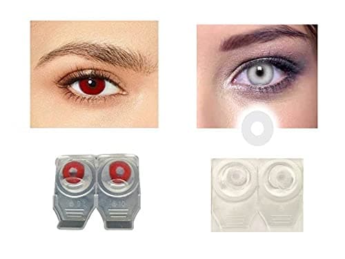 MD RED AND WHITE MD SPARKLE 2 PAIR MONTHLY CRAZY CONTACT LENS/HORROR LENS WITH CASE AND 60ML SOLUTION (PACK OF 2 PAIR)