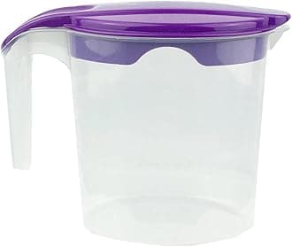 1 Liter Plastic Water Fruit Juices Jug Milk with Lid and Easy in Pouring (Purple, 4)