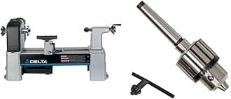 Delta Industrial 46-460 12-1/2-inch Variable-Speed MIDI Lathe, Gray & PSI Woodworking Products TM32 1/2-Inch Drill Chuck with #2 Morse Taper Arbor (1/2" 2MT)