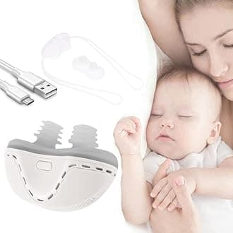 Anti Snoring Electronic Device,Micro Electric CPAP Noise Anti Snoring Device with Fixing Strap,portable rechargeable nasal congestion nasal device,White