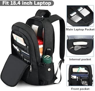 AMBOR Laptop Backpack,Anti Theft Travel Business Laptop Backpack Bag with USB Port and Lock, Black 1, 18.4inch, Laptop Backpacks