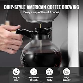 VEVOR 12 Cup Commercial Drip Coffee Maker with 3 Glass Jars 1.8 L and 3 Heating Plates Stainless Steel Coffee Maker for Restaurant, Office, Cafe, 405 x 405 x 460 mm