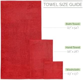 Elegant Comfort 100% Turkish Cotton Corduroy Ribbed Luxury Bath Towels 6-Piece Set, Premium Feel - Quick Dry, Highly Absorbent, Contains 2 Bath Towels, 2 Hand Towels, and 2 Washcloths, Red