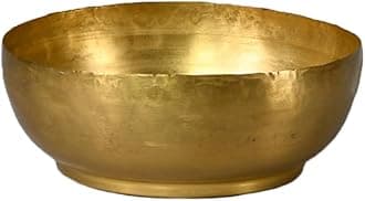 Antique Brass Decorative Bowl, Use as Metal Fruit Bowl, Potpourri, Catchall for Entryway, Dining Table, Home Décor, 2.75" Tall & 7.5" Diameter