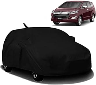 V VINTON® Car Body Cover All Accessories Waterproof Compatible for Toyota Innova Crysta with Mirror Pocket Uv Dust Proof Protects from Rain and Sunlight | Black