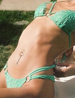 JOERICA 3-6Pcs 14G 316L Stainless Steel Belly Button Rings for Women Flower CZ Dangle Belly Button Rings Navel Piercing Jewelry