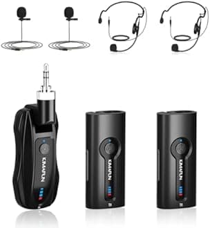 KIMAFUN Wireless Lavalier Microphone System, Wireless 2.4GHz Lapel Mics Handheld Mic 2 in 1 for Teaching, Teachers, Speech, Tour Guiding, Speaker, Amplifier, PA System, Broadcast, KM-G70(2TX1RX)