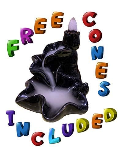 SmokeRite- Backflow Waterfall Incense Burner Set, Includes 40 Incense Cones