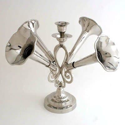 Nickel 10" H Epergne with Four Removable Tussie Mussie's