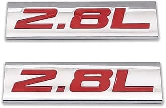 2X Chrome Metal 2.8L Logo Car Emblem Premium 3D 2.8 V4 Badge Auto Door Fender Sticker Side Wing Decal (2.8L,Silver&Red)